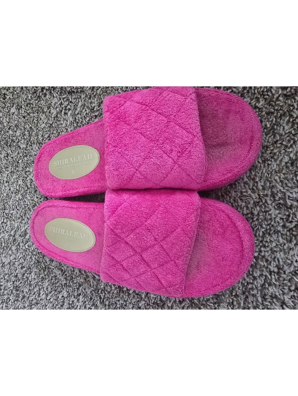 Shiraleah Pink Quilted Slide Slippers Size 9